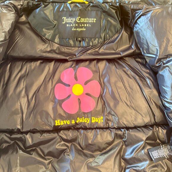 Juicy Couture Black Label Metallic Blue & Black Puffer Jacket Size M - Picture 5 of 9